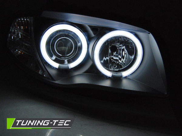 CCFL Angel Eyes Scheinwerfer für BMW 1er E81, E82, E87, E88 04-11 schwarz